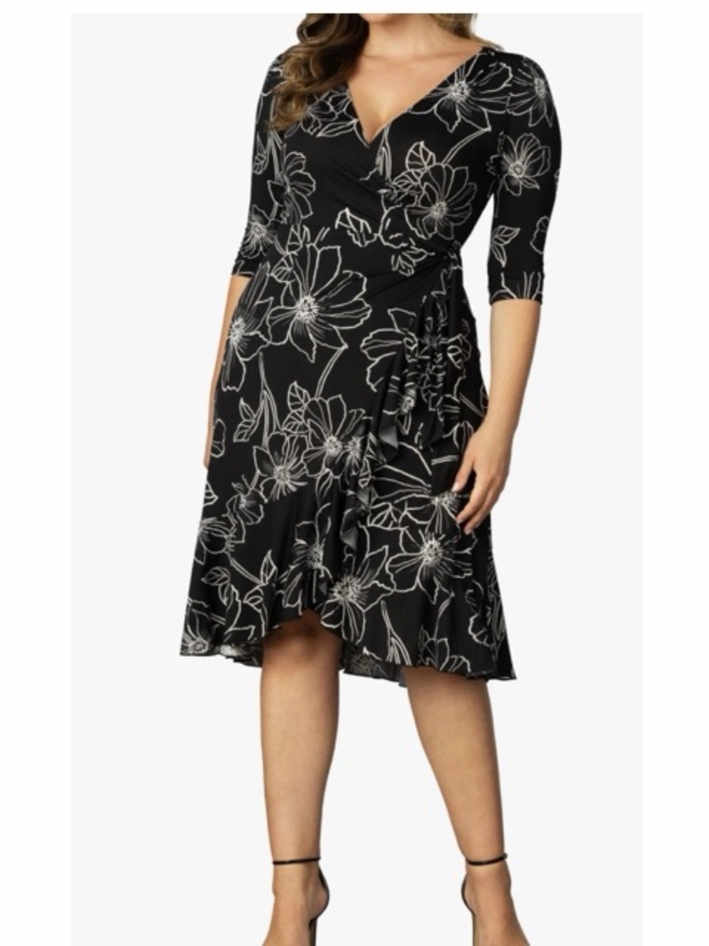 Kiyonna Flirty Flounce Floral Wrap Dress NWT